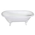 thumbnail image 1 of Aqua Eden VCTDE7232NLW 72-Inch Cast Iron Oval Double Ended Clawfoot Tub (No Faucet Drillings) in White, 1 of 8