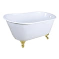 thumbnail image 1 of Aqua Eden VCTND4828NT2 48-Inch Cast Iron Oval Single Slipper Clawfoot Tub (No Faucet Drillings) in White/Polished Brass, 1 of 5