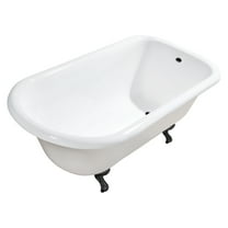 Aqua Eden VCTND483117W0 48" Cast Iron Classic Flat-Rim Roll Top Clawfoot Tub (No Faucet Drillings), White/Matte Black