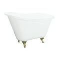 thumbnail image 1 of Aqua Eden VCTND5130NT7 51-Inch Cast Iron Classic Flat-Rim Single Slipper Clawfoot Tub (No Faucet Drillings) in White/Brushed Brass, 1 of 6