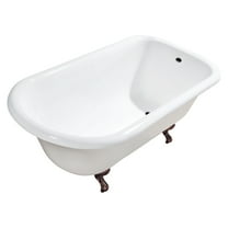 Aqua Eden VCTND543019W5 54" Cast Iron Classic Flat-Rim Roll Top Clawfoot Tub (No Faucet Drillings), White/Oil Rubbed Bronze