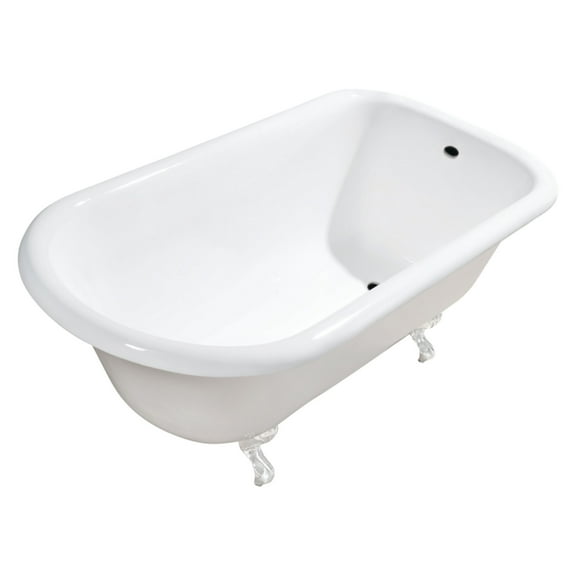 Aqua Eden VCTND543019WH 54" Cast Iron Classic Flat-Rim Roll Top Clawfoot Tub (No Faucet Drillings), White