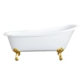 thumbnail image 1 of Aqua Eden VCTND5431B7 54-Inch Cast Iron Oval Single Slipper Clawfoot Tub (No Faucet Drillings) in White/Brushed Brass, 1 of 5