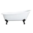 thumbnail image 1 of Aqua Eden VCTND5731B0 57-Inch Cast Iron Oval Single Slipper Clawfoot Tub (No Faucet Drillings) in White/Matte Black, 1 of 7