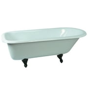 Aqua Eden VCTND673123T5 67-Inch Cast Iron Oval Rectangular Roll Top Clawfoot Tub (No Faucet Drillings) in White/Oil Rubbed Bronze