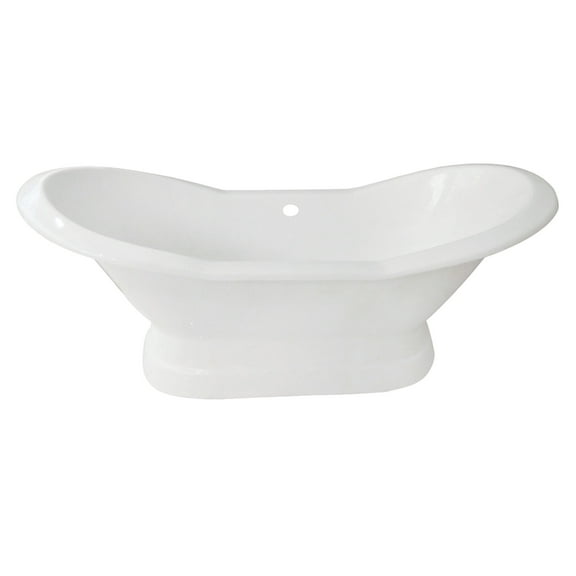 Aqua Eden VCTND723130 72-Inch Cast Iron Double Slipper Pedestal Tub (No Faucet Drillings), White