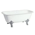 thumbnail image 1 of Aqua Eden VCTQ7D6732NL1 67-Inch Cast Iron Rectangular Double Ended Clawfoot Tub (7-Inch Faucet Drillings) in White/Polished Chrome, 1 of 8