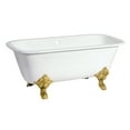 thumbnail image 1 of Aqua Eden VCTQ7D6732NL7 67-Inch Cast Iron Rectangular Double Ended Clawfoot Tub (7-Inch Faucet Drillings) in White/Brushed Brass, 1 of 5