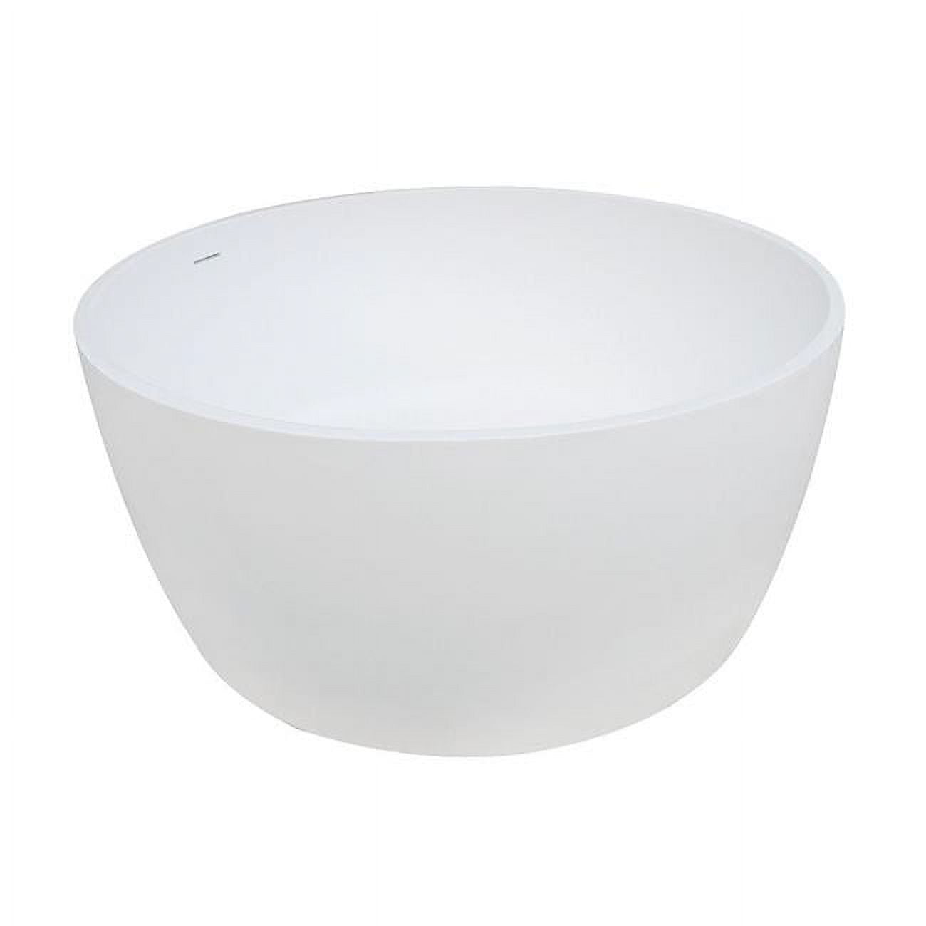 Matte White 51-Inch Solid Surface Freestanding Tub with Drain