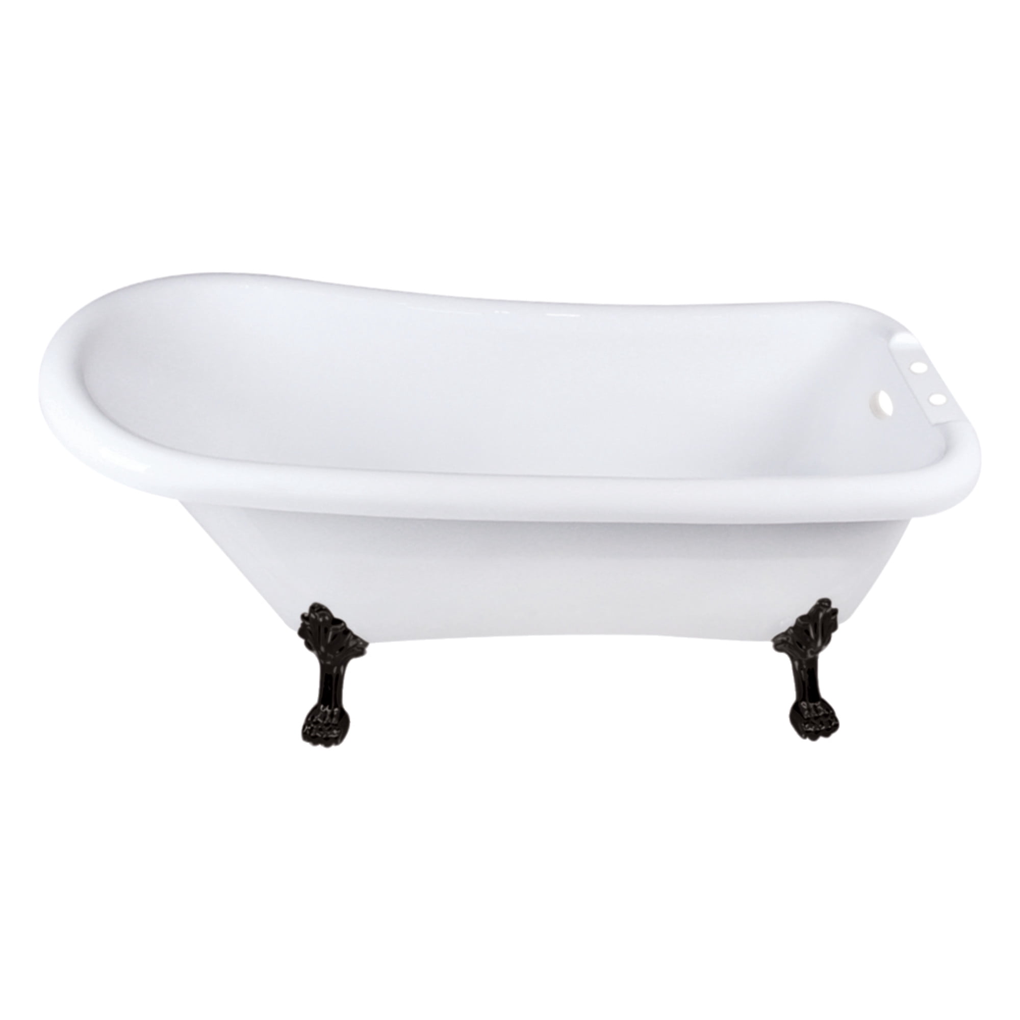 Aqua Eden VT7DE672826WAC0 67" Acrylic Classic Flat-Rim Single Slipper Clawfoot Tub (7" Faucet Drillings), Glossy White/Matte Black