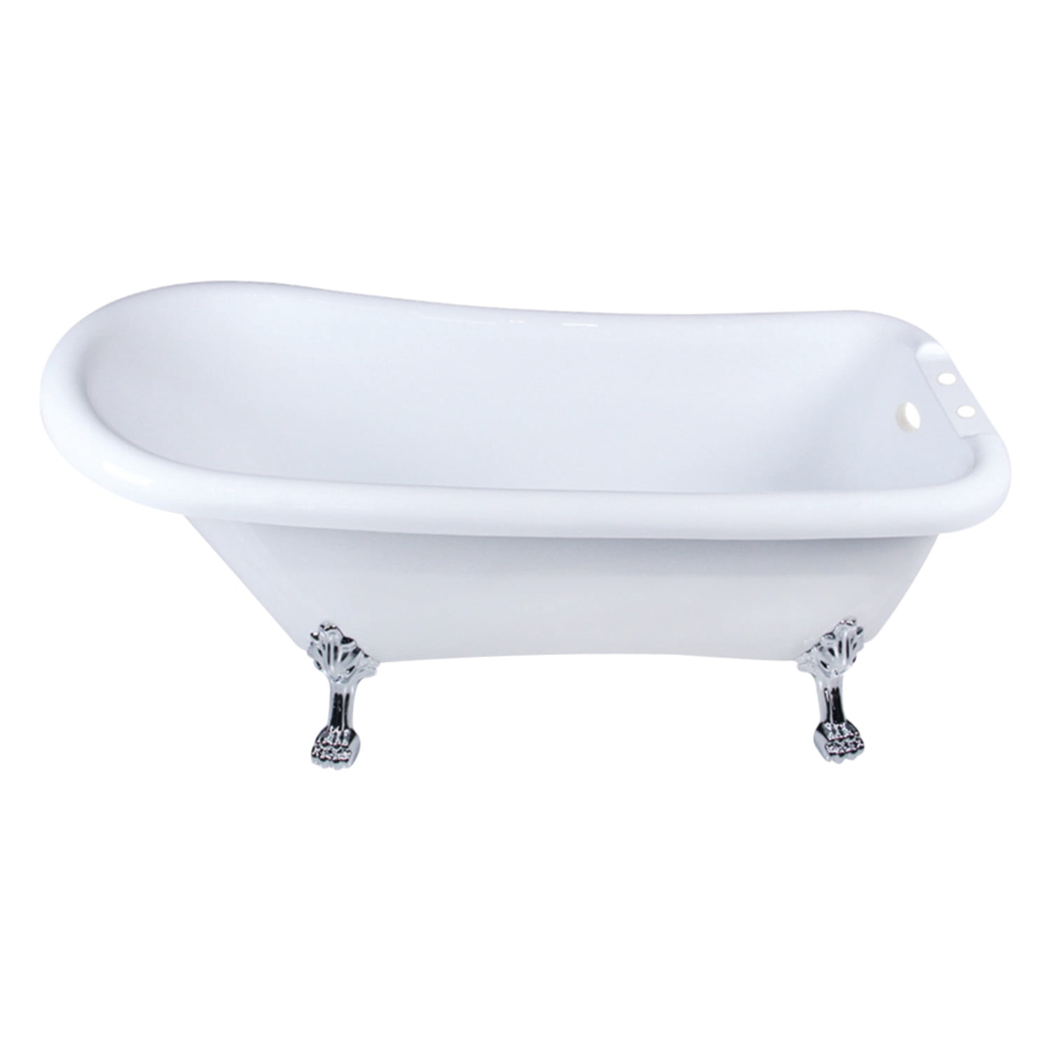 Aqua Eden VT7DE672826WAC1 67-Inch Acrylic Clawfoot Tub with 7-Inch Faucet Drillings, White Polished Chrome