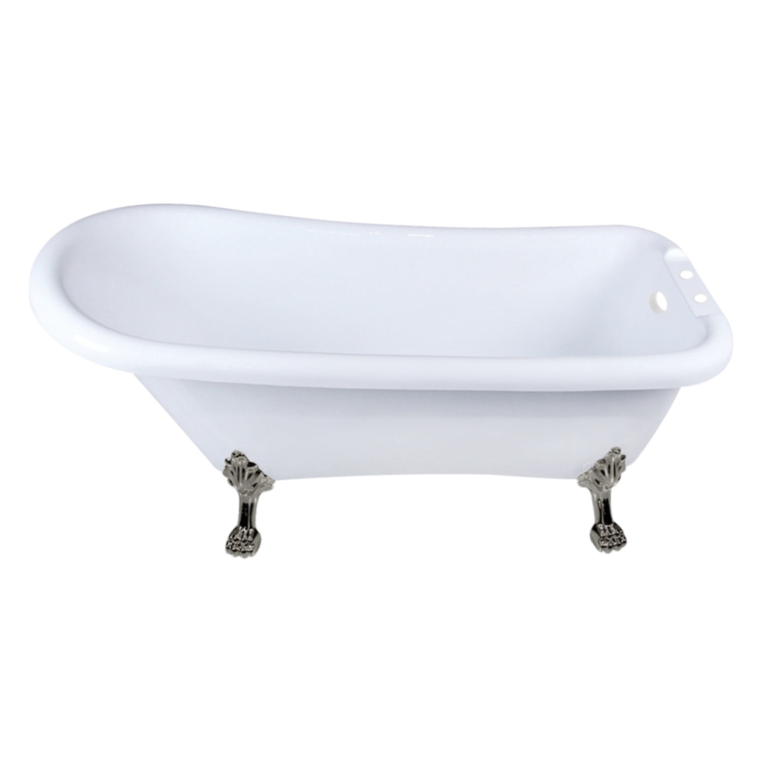 Aqua Eden VT7DE672826WAC8 67-Inch Acrylic Clawfoot Tub with 7-Inch Faucet Drillings, White Brushed Nickel