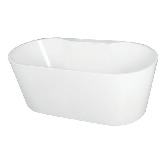 Kingston Brass VT7DE673223 66-5/16-Inch Acrylic Oval Double Ended Freestanding Tub with Drain in Glossy White