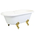thumbnail image 1 of Aqua Eden VT7DS672924H2 67-Inch Acrylic Double Ended Clawfoot Tub with 7-Inch Faucet Drillings, White/Polished Brass, 1 of 2