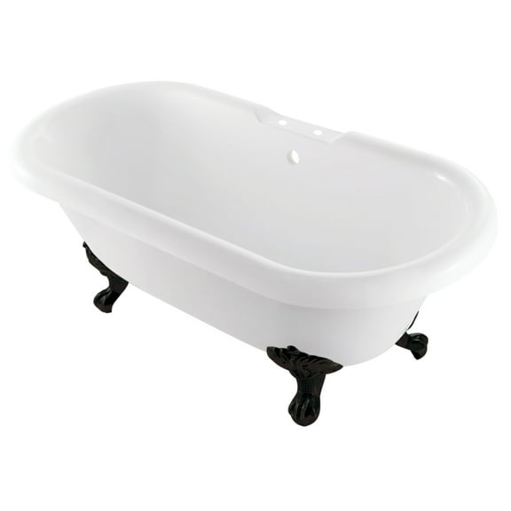 Aqua Eden VT7DS672924JNH0 67" Acrylic Oval Double Ended Clawfoot Tub (7" Faucet Drillings), Glossy White/Matte Black