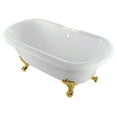 thumbnail image 1 of Aqua Eden VT7DS672924JNH7 67-Inch Acrylic Clawfoot Tub with 7-Inch Faucet Drillings, White/Brushed Brass, 1 of 3