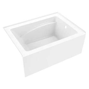 Aqua Eden VTAM4836R22T 48" Acrylic Rectangular 3-Wall Alcove Tub, Right Hand Drain, Glossy White
