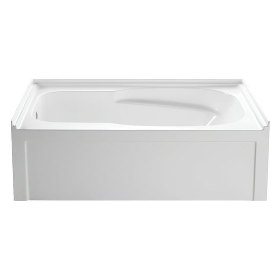Aqua Eden VTAM6031L21A 60-Inch Anti-Skid Acrylic 3-Wall Alcove Tub with Left Hand Drain Hole, White