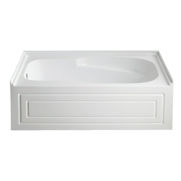 Aqua Eden VTAM6031L21B 60-Inch Anti-Skid Acrylic 3-Wall Alcove Tub with Left Hand Drain Hole, White