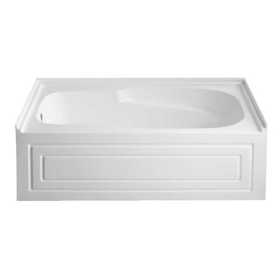 Aqua Eden VTAM6031L21B 60-Inch Anti-Skid Acrylic 3-Wall Alcove Tub with Left Hand Drain Hole, White