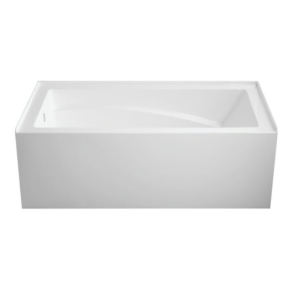 Aqua Eden VTAM6032L22D 60-Inch Anti-Skid Acrylic 3-Wall Alcove Tub with Left Hand Drain Hole, White