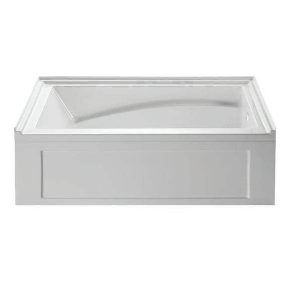 Aqua Eden VTAM6032R22B 60-Inch Anti-Skid Acrylic 3-Wall Alcove Tub with Right Hand Drain Hole, White