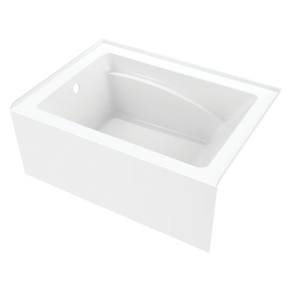 Aqua Eden VTAP4836L22 48" Acrylic Rectangular 3-Wall Alcove Tub, Left Hand Drain, Glossy White