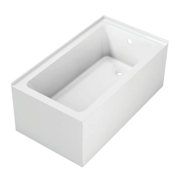 Aqua Eden VTAP5430R22TS 54-Inch Acrylic Rectangular 2-Wall Corner Alcove Tub, Right Hand Drain in Glossy White