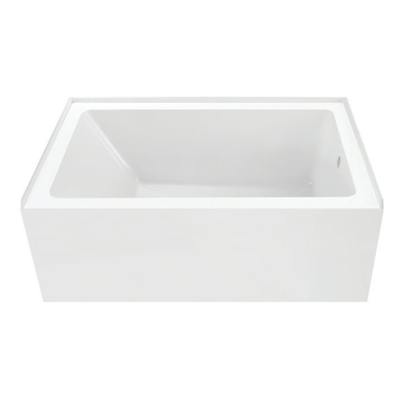 Aqua Eden VTAP5436R22 54-Inch Acrylic Rectangular 3-Wall Alcove Tub, Right Hand Drain in Glossy White