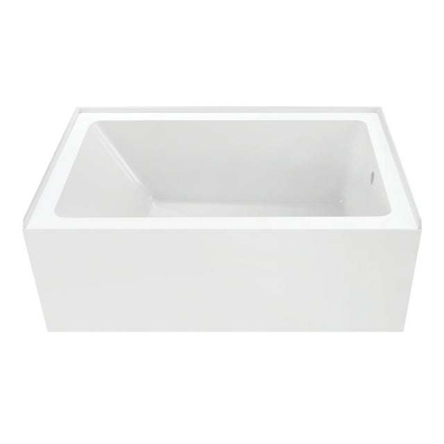 Aqua Eden VTAP5436R22 54" Acrylic Rectangular 3-Wall Alcove Tub, Right Hand Drain, Glossy White