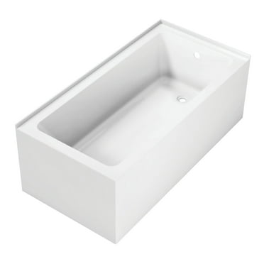 Aqua Eden VTAP6030R22TS 60" Acrylic Rectangular 2-Wall Corner Alcove Tub, Right Hand Drain, Glossy White