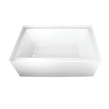 Aqua Eden VTAP603622L 60-Inch Acrylic 3-Wall Alcove Tub with Left Hand Drain, White