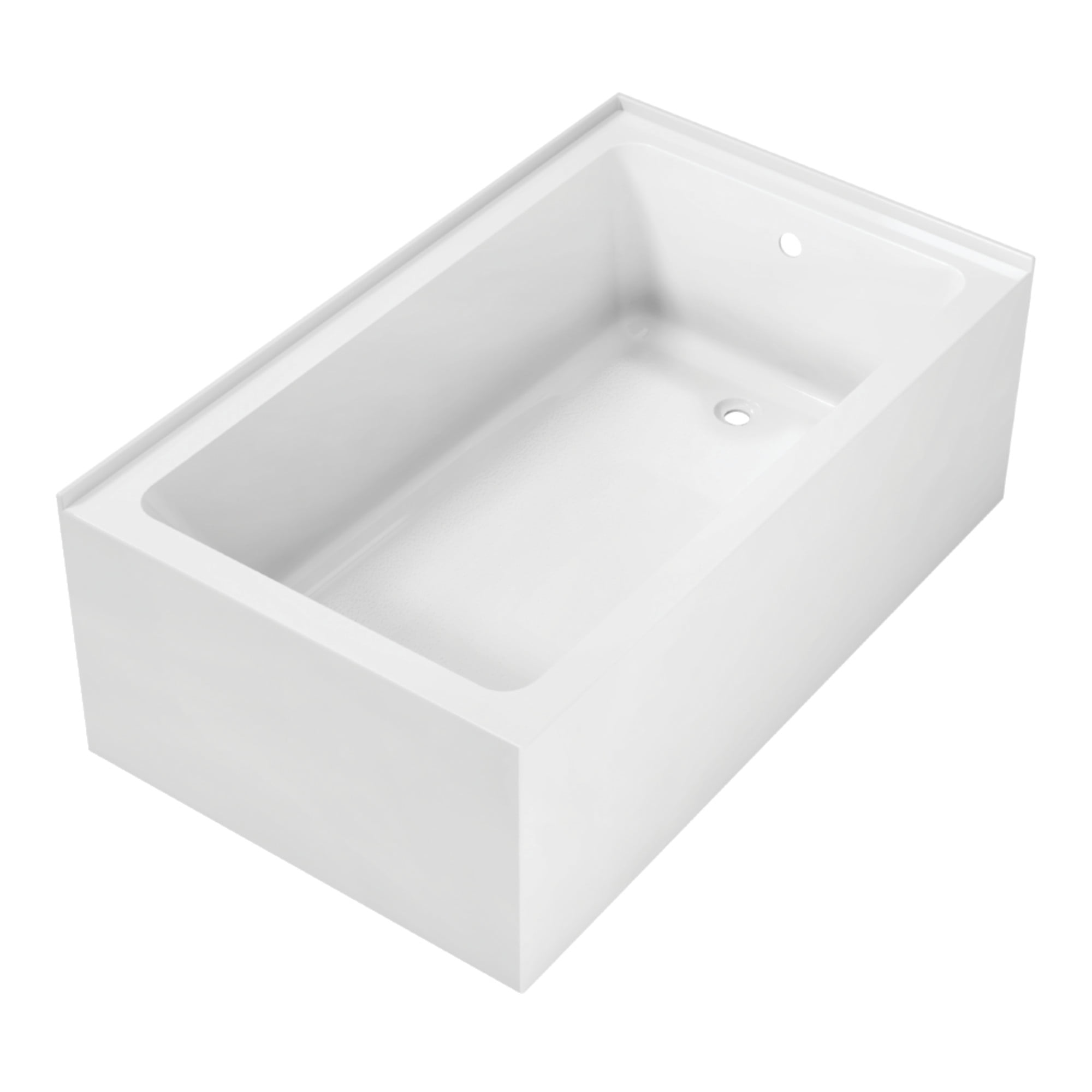 Oriel 60-Inch White Acrylic Corner Alcove Tub with Right Hand Drain