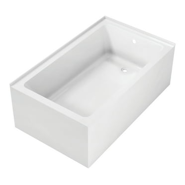 Aqua Eden VTAP6036R22TS 60" Acrylic Rectangular 2-Wall Corner Alcove Tub, Right Hand Drain, Glossy White