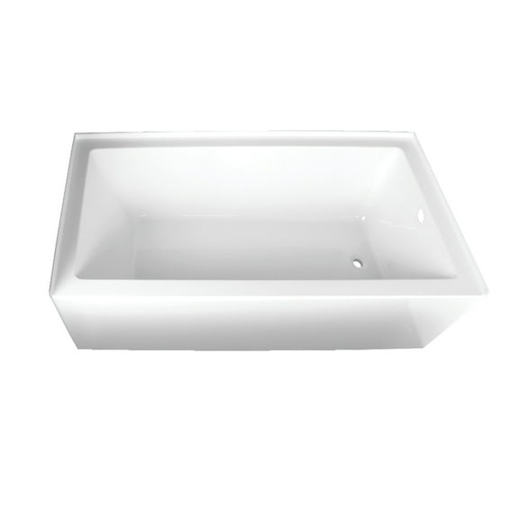 Aqua Eden VTAP663222R 66-Inch Acrylic Rectangular 3-Wall Alcove Tub, Right Hand Drain in Glossy White