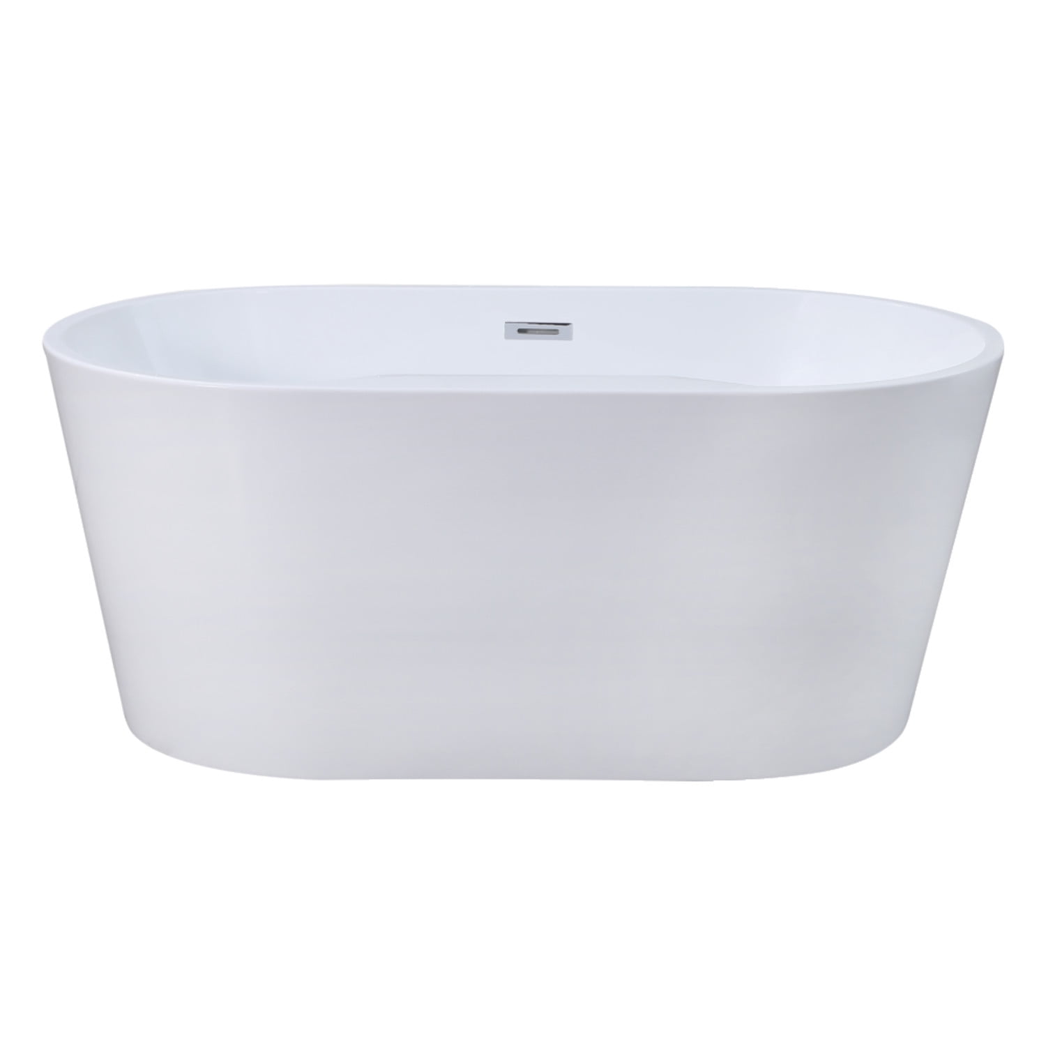 Aqua Eden 56-Inch Glossy White Acrylic Freestanding Tub with Drain