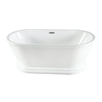 Aqua Eden VTDE713224 71-Inch Acrylic Oval Double Ended Pedestal Tub with Drain (No Faucet Drillings) in Glossy White