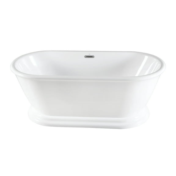 Aqua Eden VTDE713224 71-Inch Acrylic Oval Double Ended Pedestal Tub with Drain (No Faucet Drillings) in Glossy White