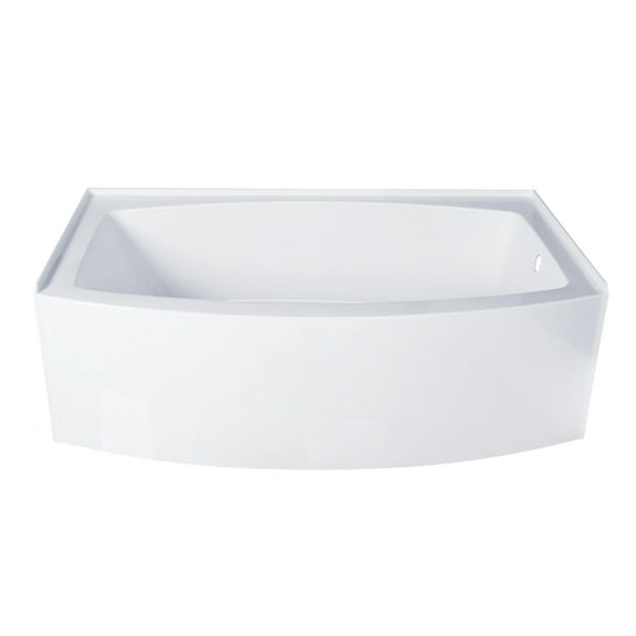 Aqua Eden VTDR663222R 66-Inch Acrylic Curved Rectangular Apron 3-Wall Alcove Tub, Right Hand Drain in Glossy White