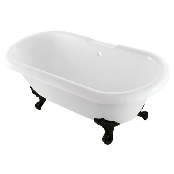 Aqua Eden VTDS672924JNH0 67" Acrylic Oval Double Ended Clawfoot Tub (No Faucet Drillings), Glossy White/Matte Black