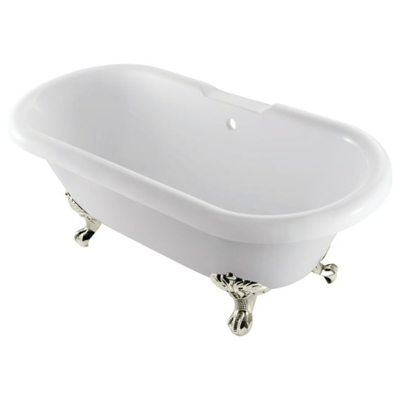 Aqua Eden VTDS672924JNH6 67-Inch Acrylic Clawfoot Tub, No Faucet Drillings, White/Polished Nickel