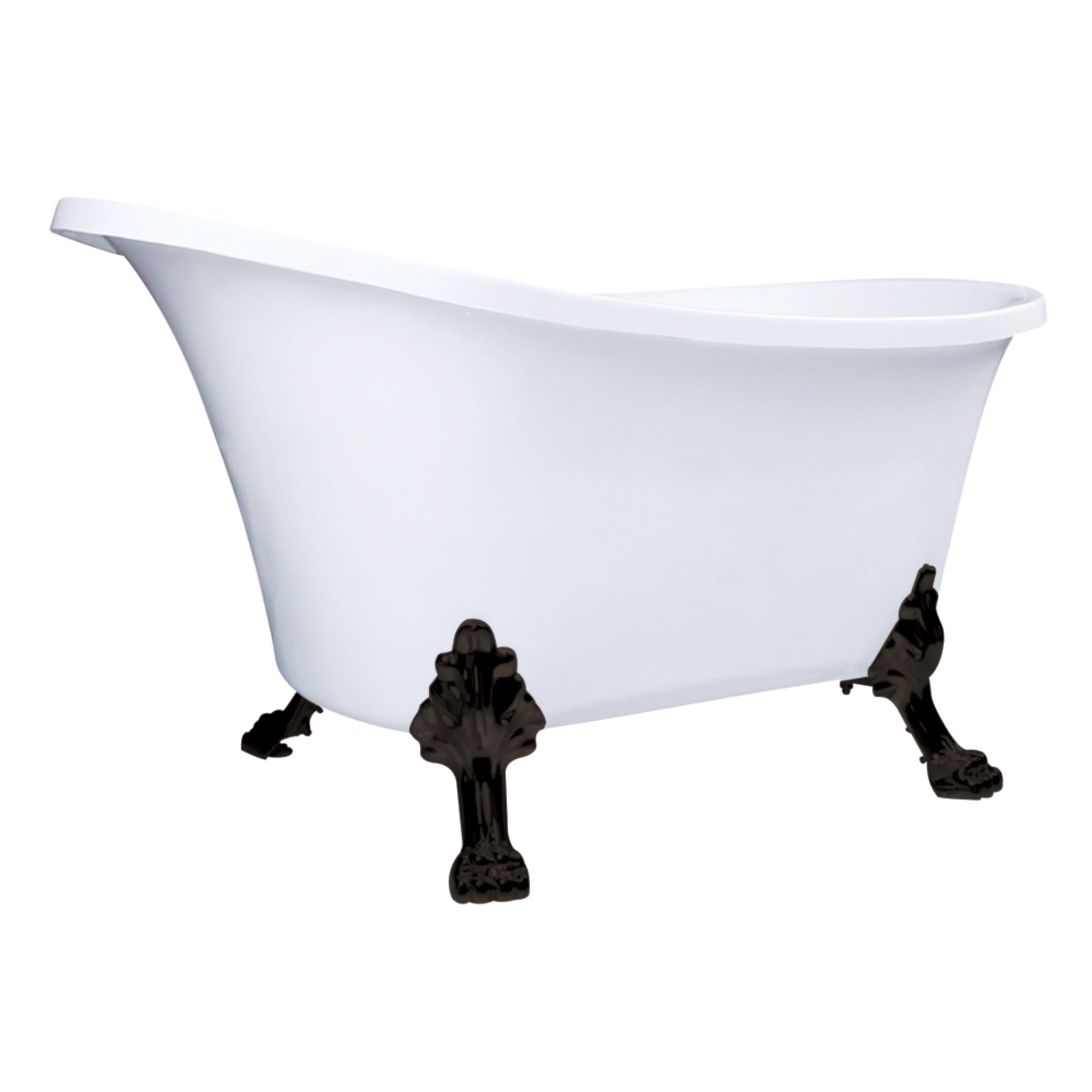 Aqua Eden VTND512824WAC0 51-Inch Acrylic Oval Double Slipper Clawfoot Tub (No Faucet Drillings) in Glossy White/Matte Black