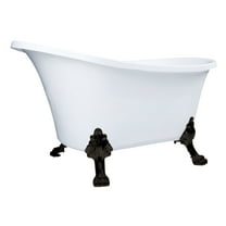 Aqua Eden VTND512824WAC0 51-Inch Acrylic Oval Double Slipper Clawfoot Tub (No Faucet Drillings) in Glossy White/Matte Black