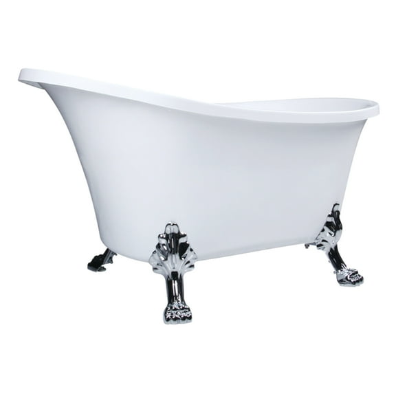 Aqua Eden VTND512824WAC1 51-Inch Acrylic Clawfoot Tub, No Faucet Drillings, White Polished Chrome