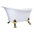 thumbnail image 1 of Aqua Eden VTND512824WAC2 51-Inch Acrylic Clawfoot Tub, No Faucet Drillings, White Polished Brass, 1 of 2