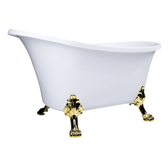 Aqua Eden VTND512824WAC2 51-Inch Acrylic Clawfoot Tub, No Faucet Drillings, White Polished Brass