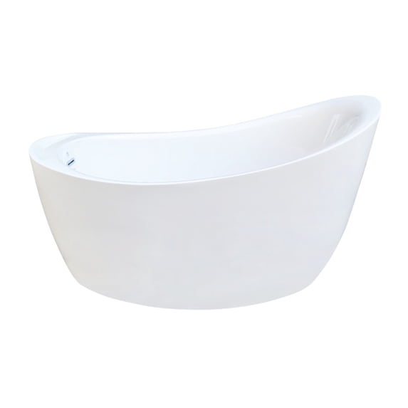 Aqua Eden VTOV512730S 52-Inch Acrylic Freestanding Tub with Seat and Drain, Glossy White