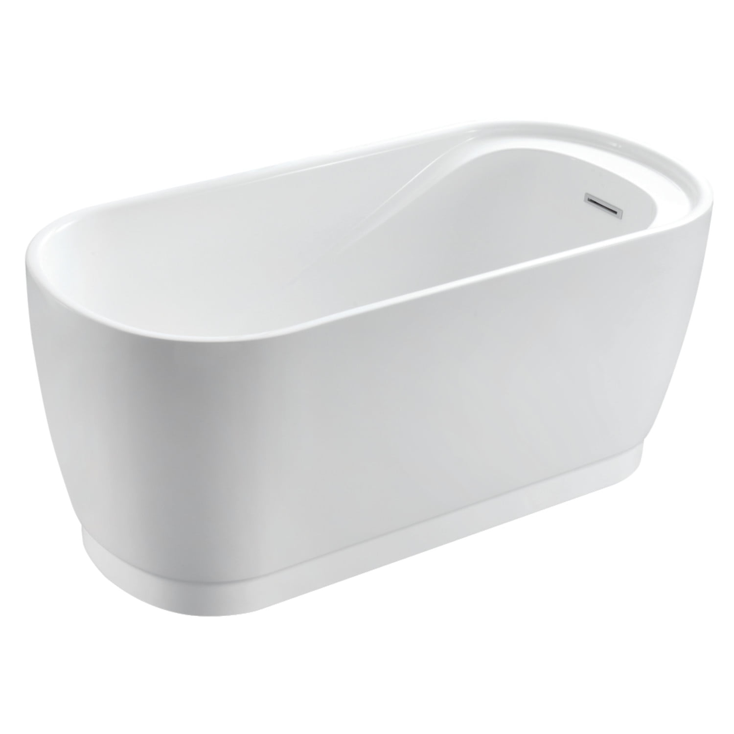Aqua Eden 59-Inch Glossy White Acrylic Freestanding Tub with Integrated Seat