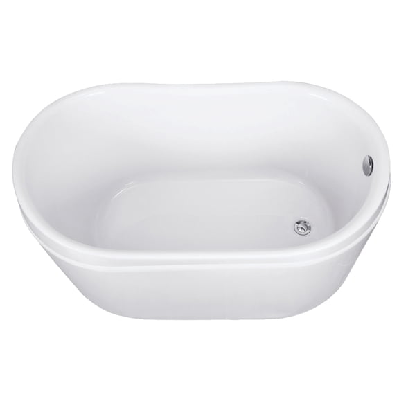 Kingston Brass VTRS522928 52-Inch Acrylic Oval Single Slipper Freestanding Tub with Drain in Glossy White