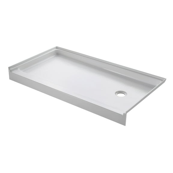 Aqua Eden VTSB60326R Bonaire 60" x 32" Anti-Skid Single Threshold Shower Base with Right Drain Hole, White